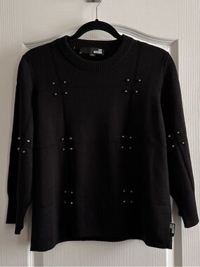 Love Moschino Black Stud-Detail Crewneck Sweater